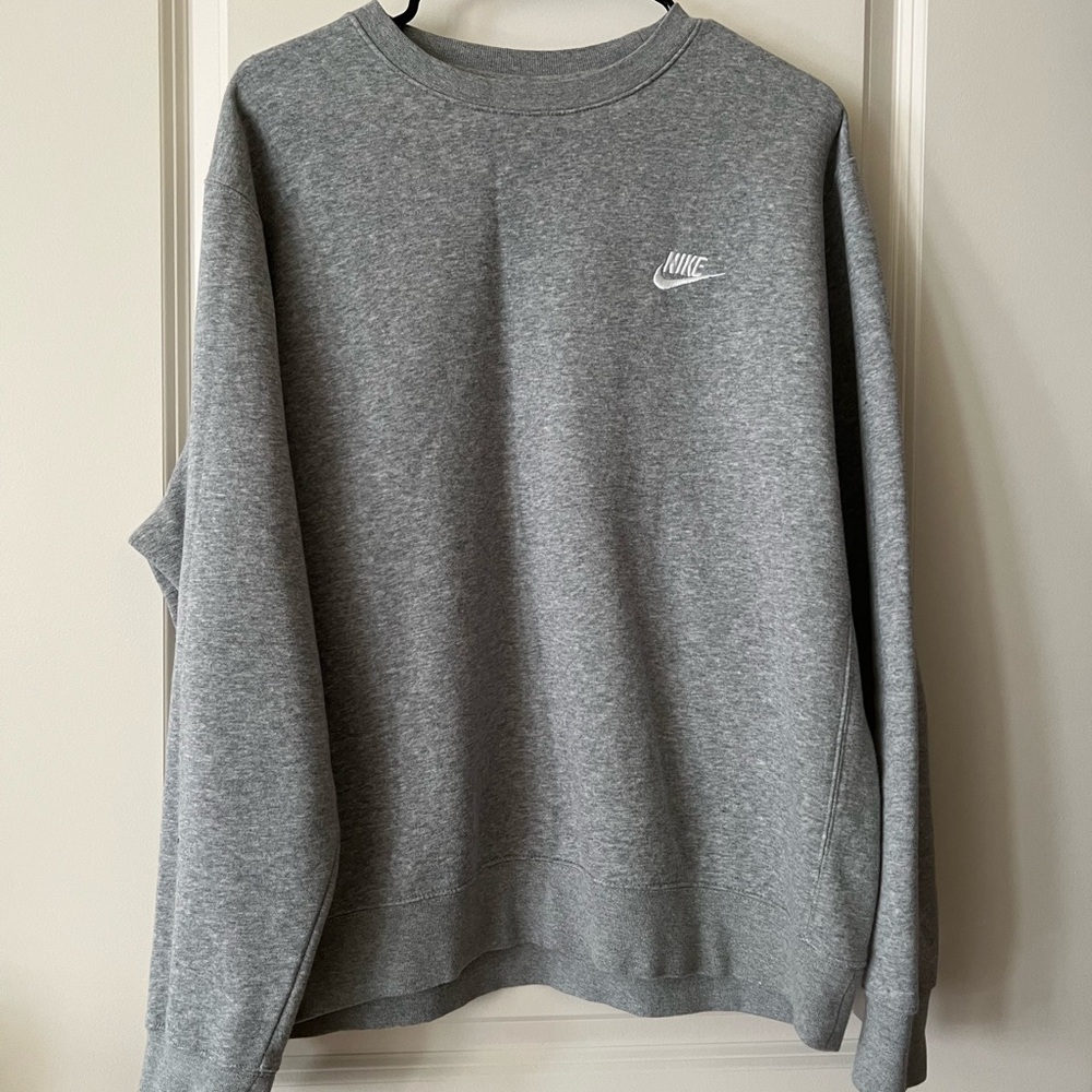 Nike Gray Crewneck Sweatshirt with Small Swoosh Logo